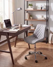 Desk Chair MARIBEL Faux Leather Light Grey_1145704