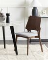 Conjunto de 2 sillas de poliéster/madera de caucho gris claro/madera oscura ABEE_837176