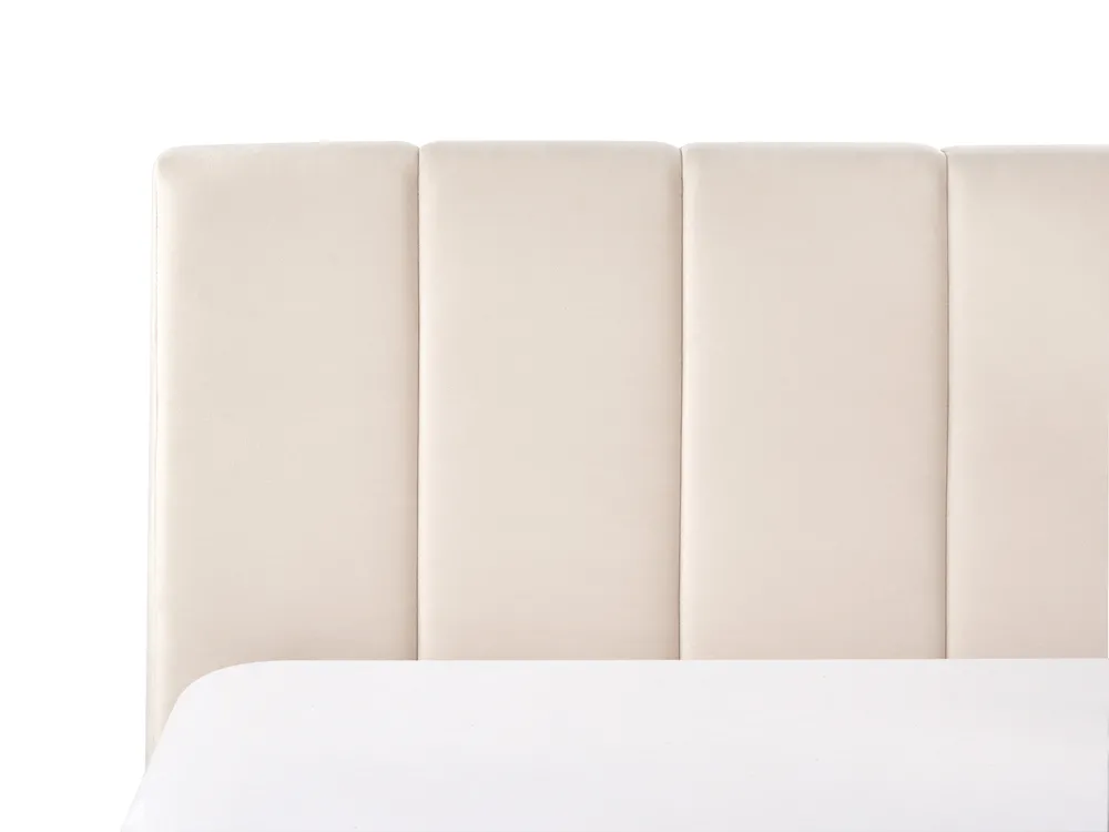 Letto contenitore DREUX Velluto Beige chiaro 140 x 200 cm_1012259