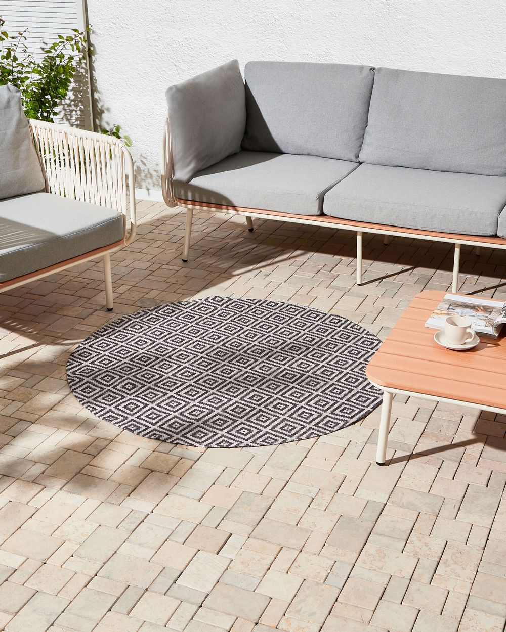 Tapete de exterior THRISSUR Cinzento ø 120 cm