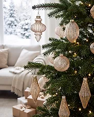 Set of 42 Baubles ICEGLOW Glass Gold_1192277