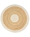 Round Jute Area Rug ø 140 cm Beige and White YAYALAR_886758