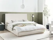 Ottoman Bed CAMPAGNE Fabric Light Beige 160 x 200 cm (EU King Size)_972047