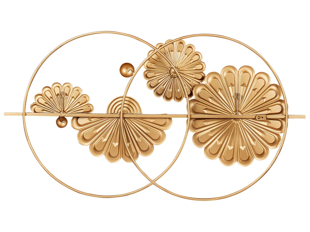 Pannello Decorativo Da Parete Con Fiore E Foglie In Metallo 3D Oro E B E Foglie Oro