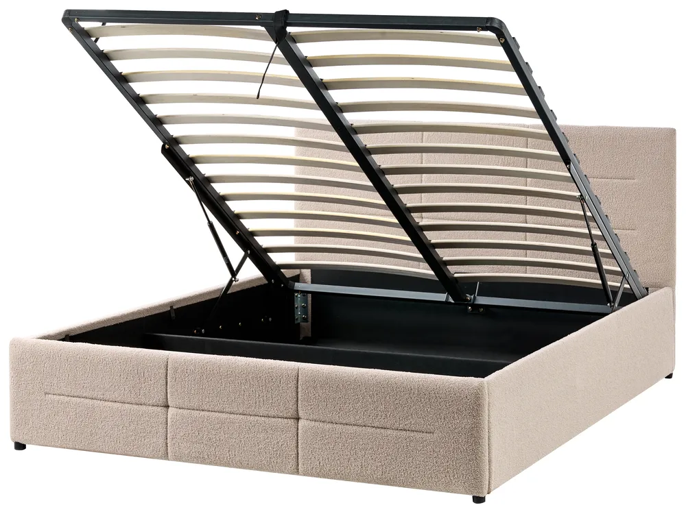 Ottoman Bed MASSOGNES Boucle Beige 140 x 200 cm_1030392