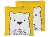 Lot de 2 coussins avec motif ours 45 x 45 cm jaune et blanc WARANASI_801112