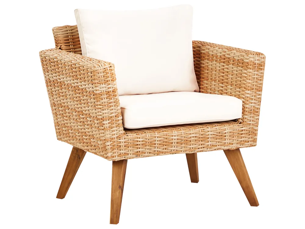 Garden Lounge Set with Table 4 Seater VITTORIA PE Rattan Off-White_930712