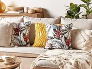 Lot de 2 coussins décoratifs EDELWEISS 45 x 45 cm Velours Multicolore Motif de plante_1183511