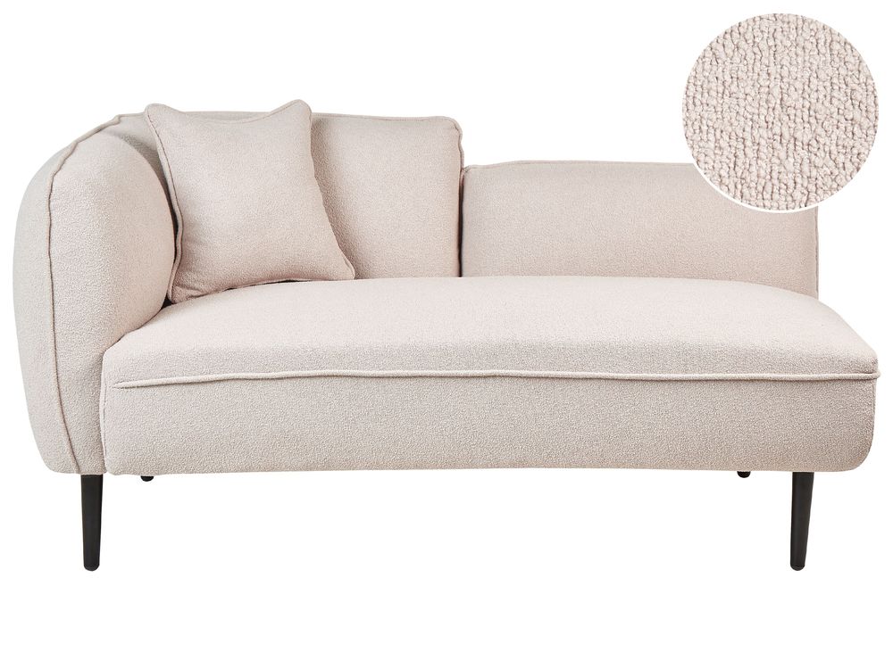Linkszijdige chaise longue CHEVANNES Bouclé Lichtbeige