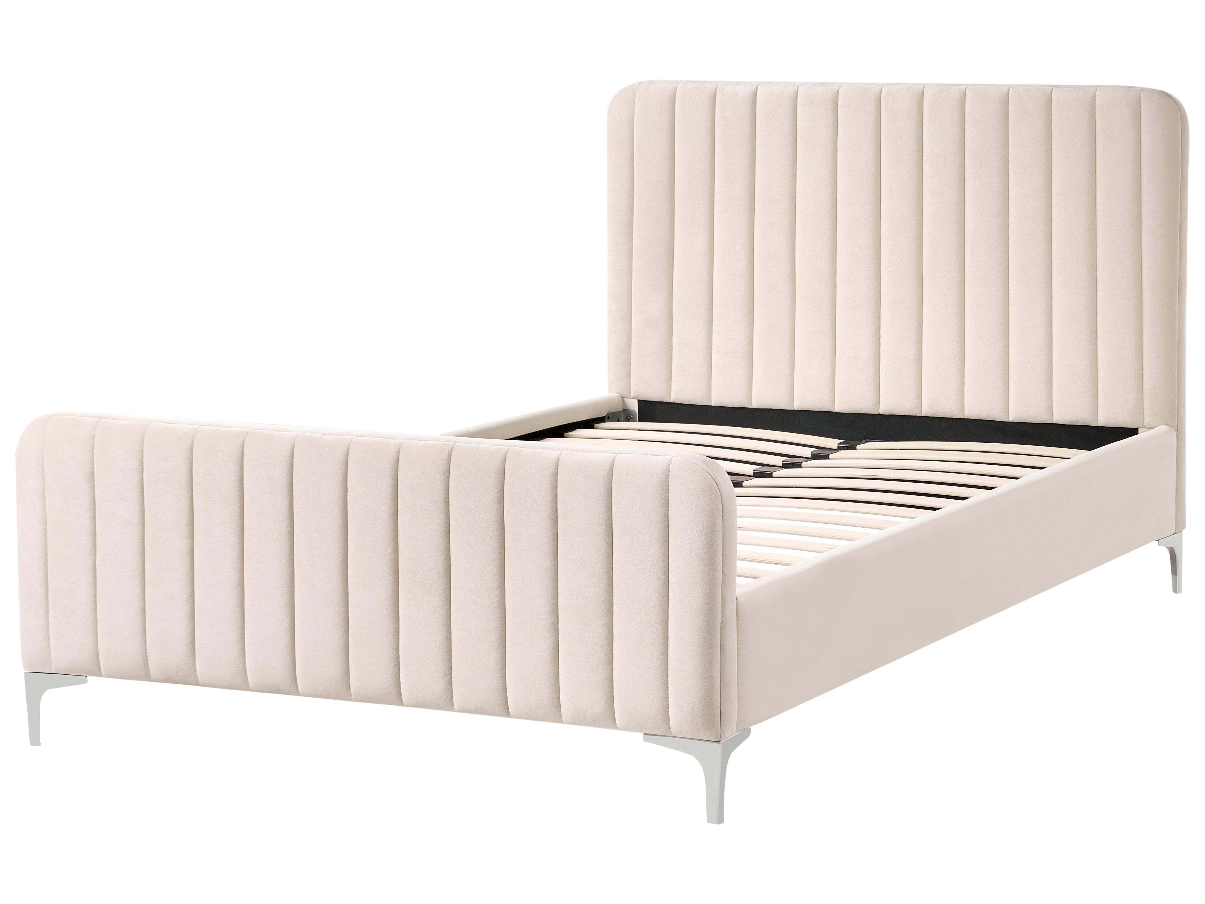 Bed Velvet LUNAN 120 x 200 cm (EU Small Double) Light Beige_1025675