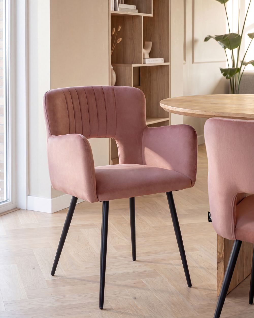Set van 2 eetkamerstoelen SANILAC Fluweel Pastelroze
