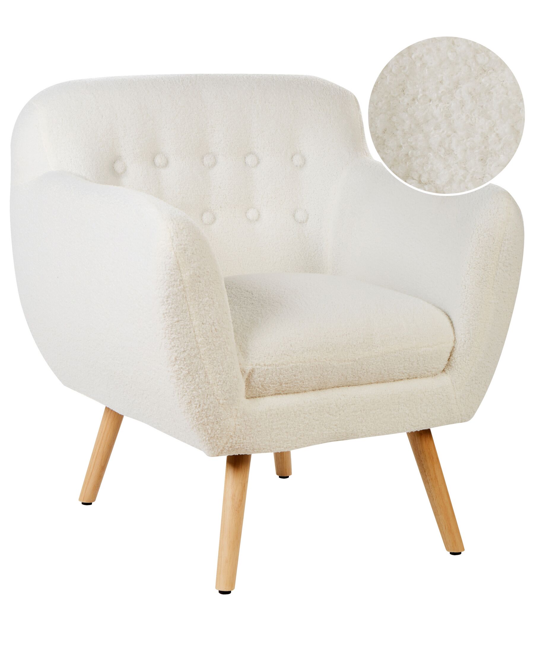 Fauteuil en bouclé blanc MELBY_927250