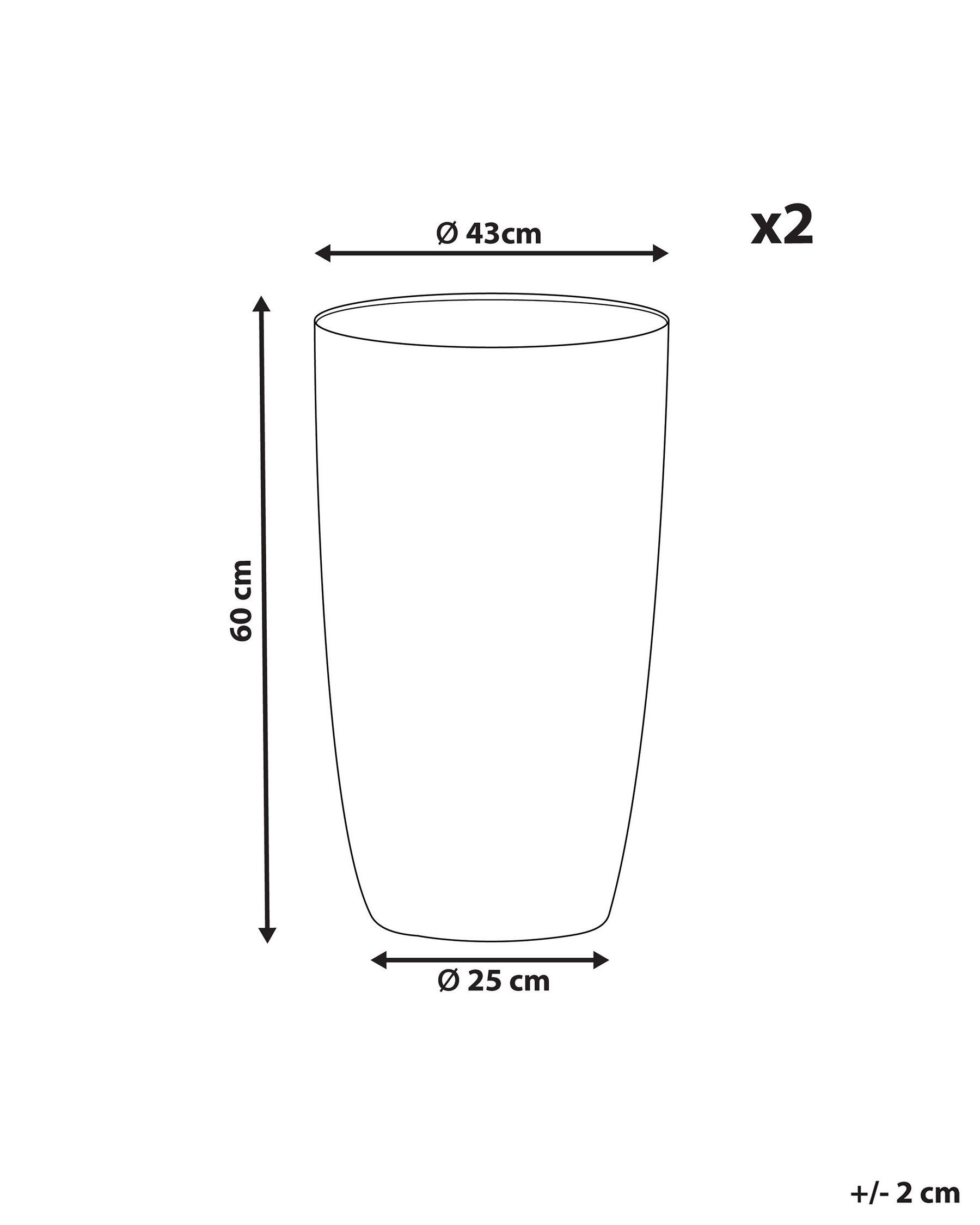 Set of 2 Plant Pots 43 x 43 x 60 cm Grey CAMIA_841577 Set of 2 Plant Pots 43 x 43 x 60 cm Grey CAMIA_841577