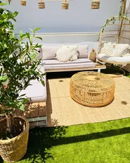 Stolik kawowy ogrodowy RANDAZZO 85 cm 85 cm Rattan Jasnobrązowy_875922