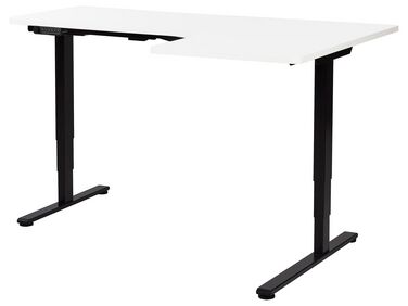 Electric Adjustable Right Corner Desk 160 x 59 cm Black and White DESTINES 