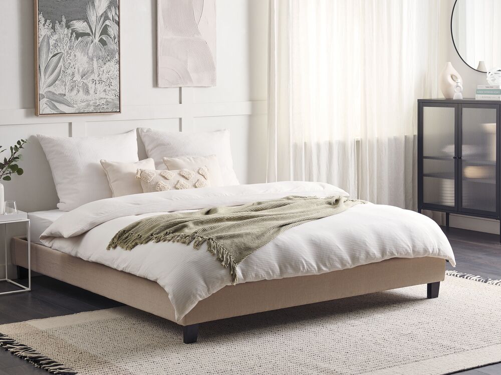 Cama sin cabecero Tela ROANNE 180 x 200 cm Beige