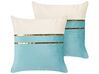 Lot de 2 coussins en velours bleu et beige 45 x 45 cm ALLIUM_857708