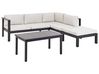 Lounge Set 3-teilig Aluminium schwarz 5-Sitzer Auflagen cremeweiß MESSINA_929522