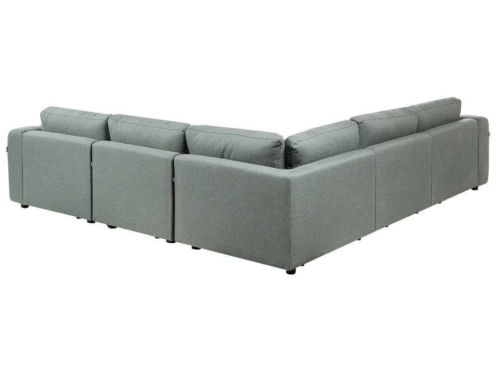 Modular Corner Sofa 5 Seater KIVVIK with Ottoman Fabric Green Left Hand_1045846