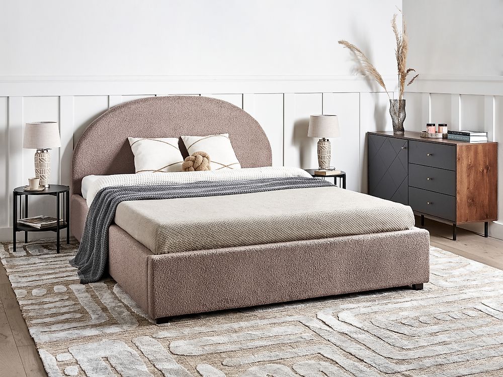 Ottoman Bed VAUCLUSE Boucle Taupe 160 x 200 cm (EU King Size)