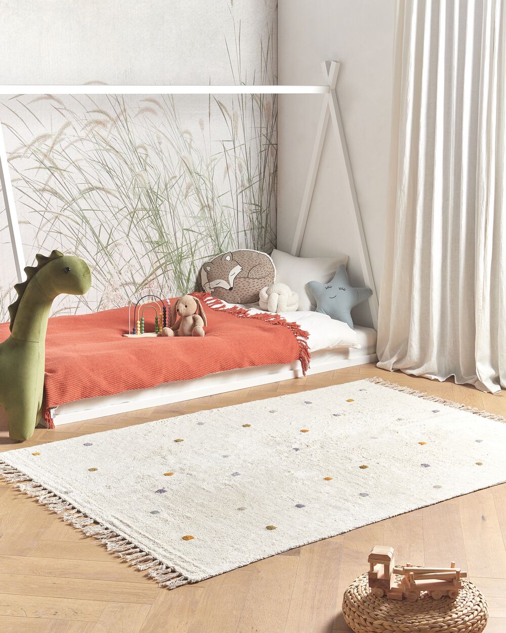 Tapete ASTAF Branco creme 140 x 200 cm Algodão