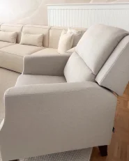 Fernsehsessel EGERSUND mit Fussstütze Stoff Hellbeige_1173826