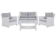 Garden Lounge Set with Table 4 Seater MARINO PE Rattan White_801165