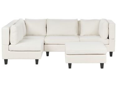 4 Seater Right Hand Modular Fabric Corner Sofa with Ottoman White UNSTAD 
