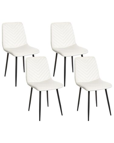 Set of 4 Velvet Dining Chairs Off-White HAVRE