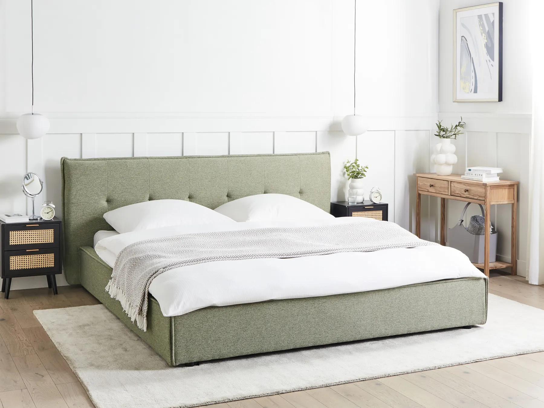 Waterbed Faux Linen LESTRE 180 x 200 cm (EU Super King) Green_962758