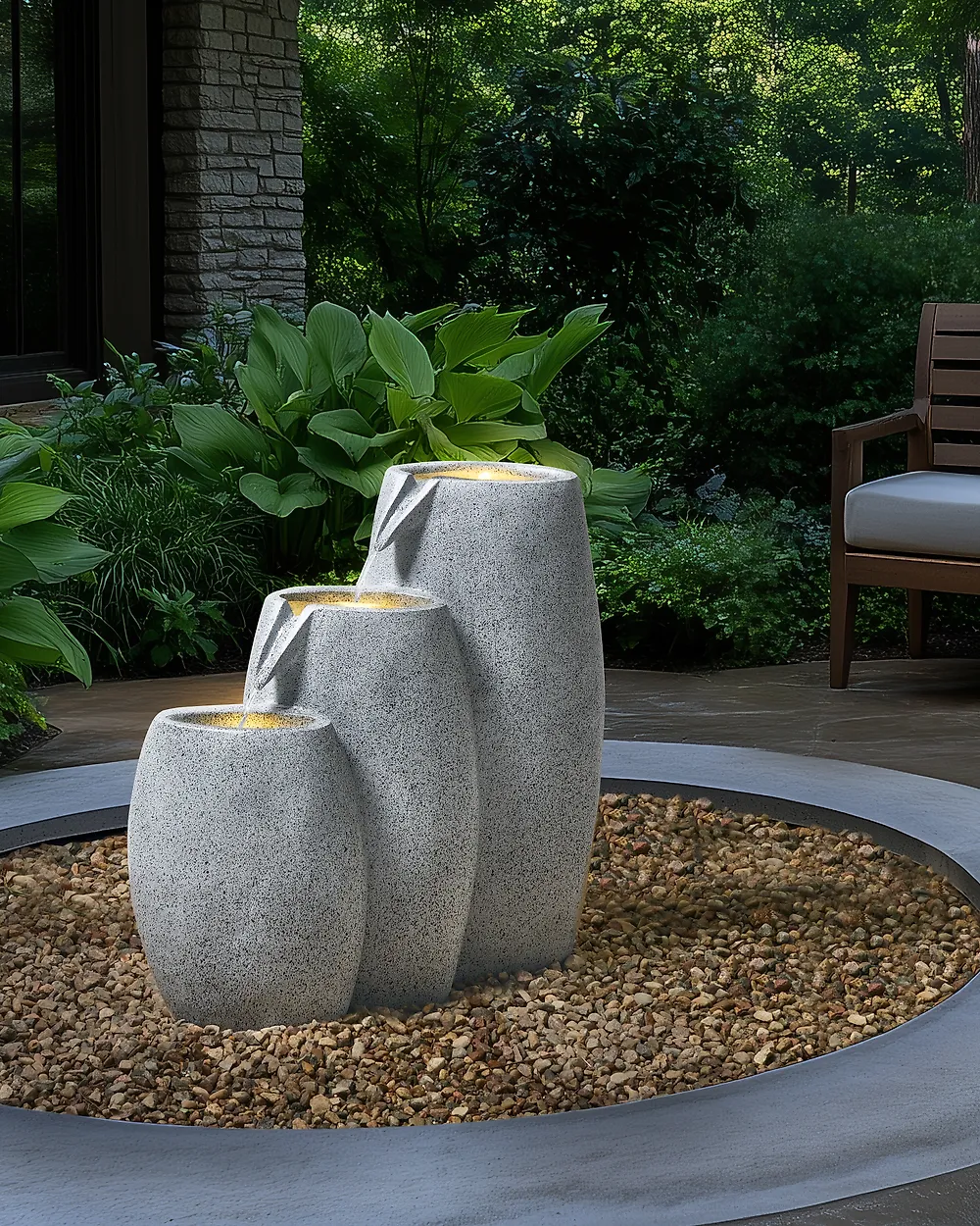 Pompa Per Fontana Da Giardino 1500L/h Con 3 Anelli LED Bianchi | Per Cascate, Ruscelli E Fontane