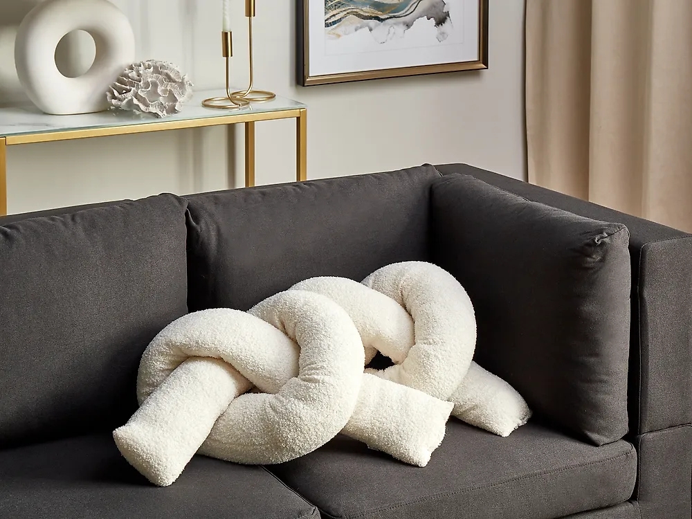 Set of 2 Decorative Cushions GLADIOLUS 172 x 14 cm Boucle Off-White Solid_1187911