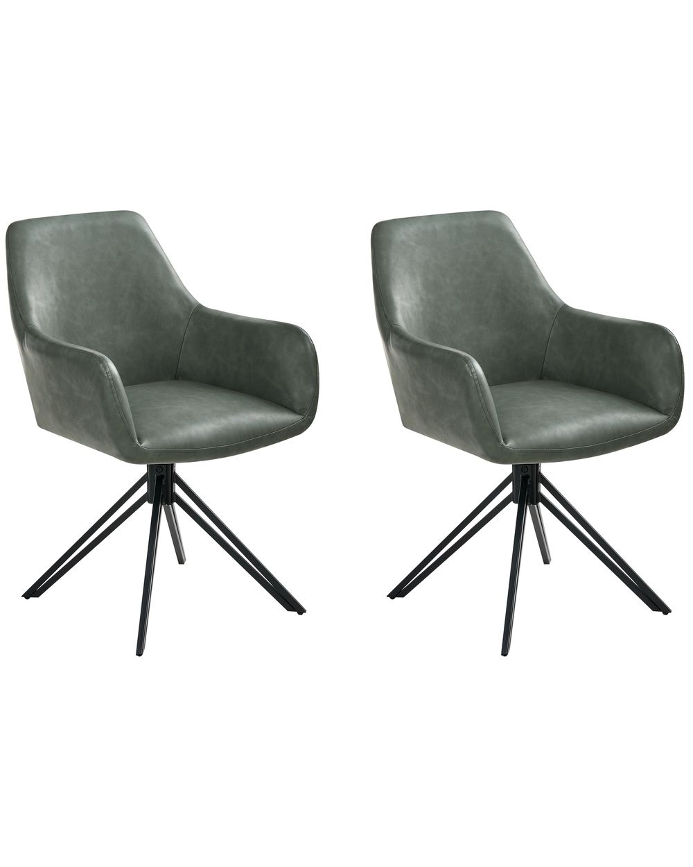 Conjunto de 2 sillas de comedor SANSARC Piel sintética Verde oscuro