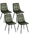 Set of 4 Dining Chairs POWELL Velvet Olive Green