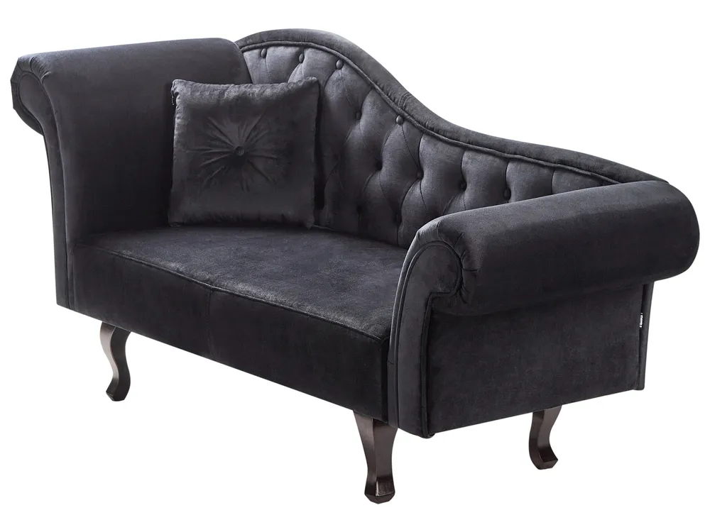 Chaise longue versione sinistra LATTES II con cuscino Velluto Nero_947551