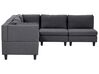 5 Seater Right Hand Modular Fabric Corner Sofa Dark Grey UNSTAD_924639