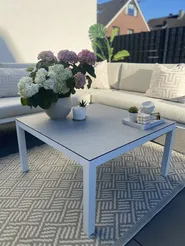 Garden Corner Sofa with Table 4 Seater BORELLO Metal Beige Left Hand_929870