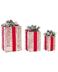 Set med 3 juldekorationer LED VAHTO 46/32/30 cm Julklappar Brun_1179426