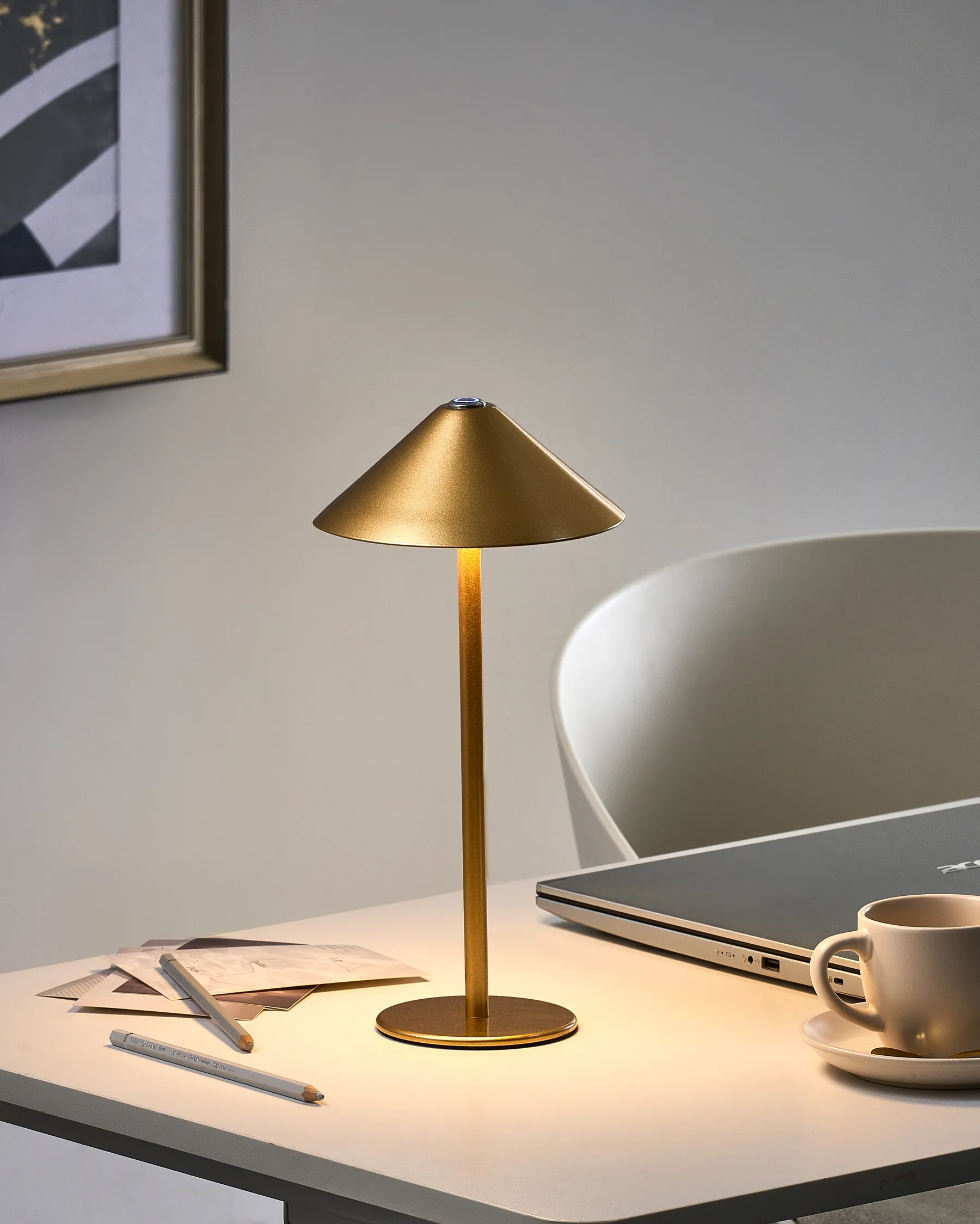 Wireless LED Table Lamp MODJO with Dimmer Metal Gold_1042127