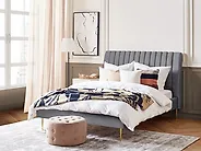 Lit avec sommier Velours MARVILLE 140 x 200 cm Gris_1178614