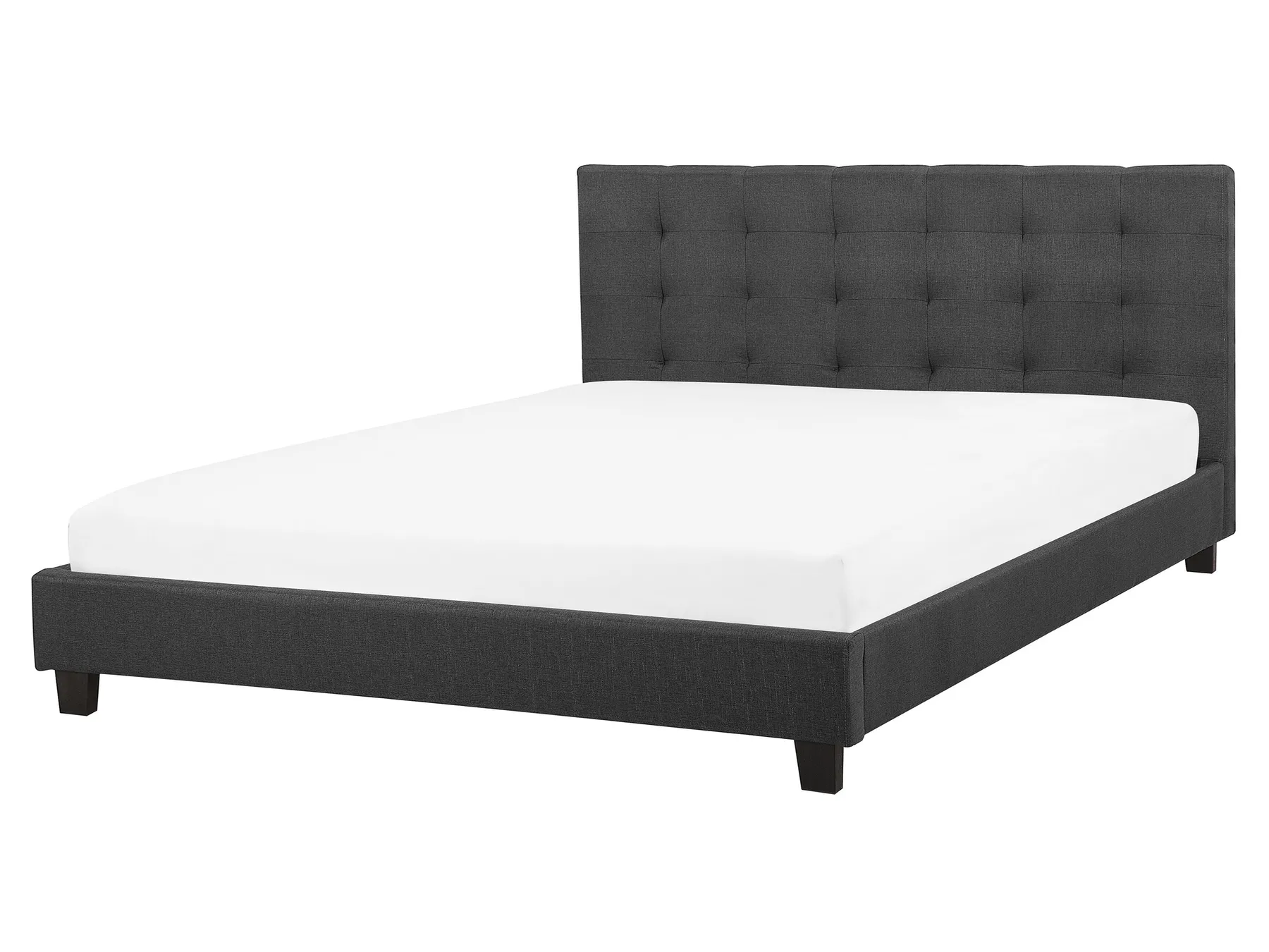 Cama Tecido LA ROCHELLE 160 x 200 cm Cinzento escuro_675849