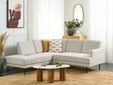 Right Hand 4 Seater Fabric Corner Sofa Beige BREDA