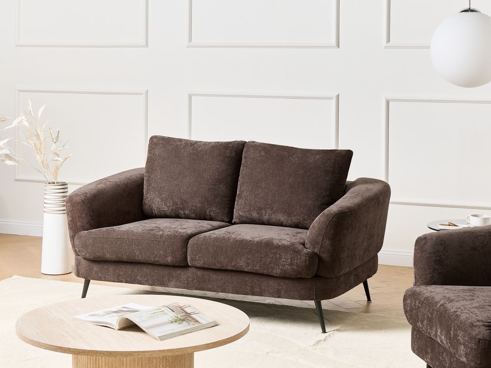 Sofa 2-Sitzer KJAER Chenillegewebe Dunkelbraun