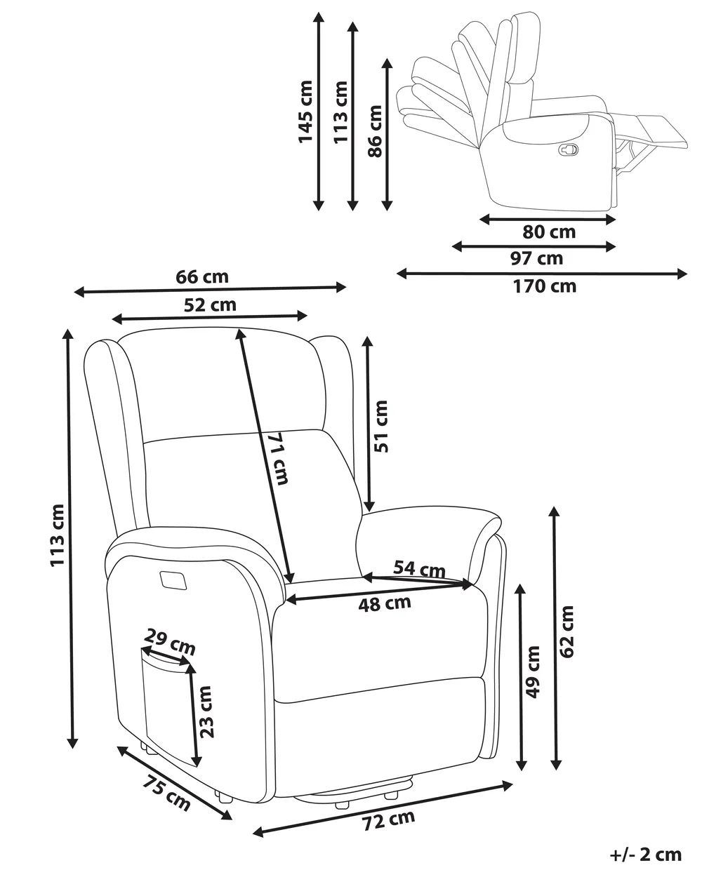 Electric Recliner Chair ELEGY with Footrest Velvet Light Beige_924125