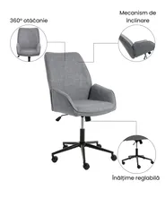 Scaun ergonomic CASTILE In sintetic Gri închis_1072517