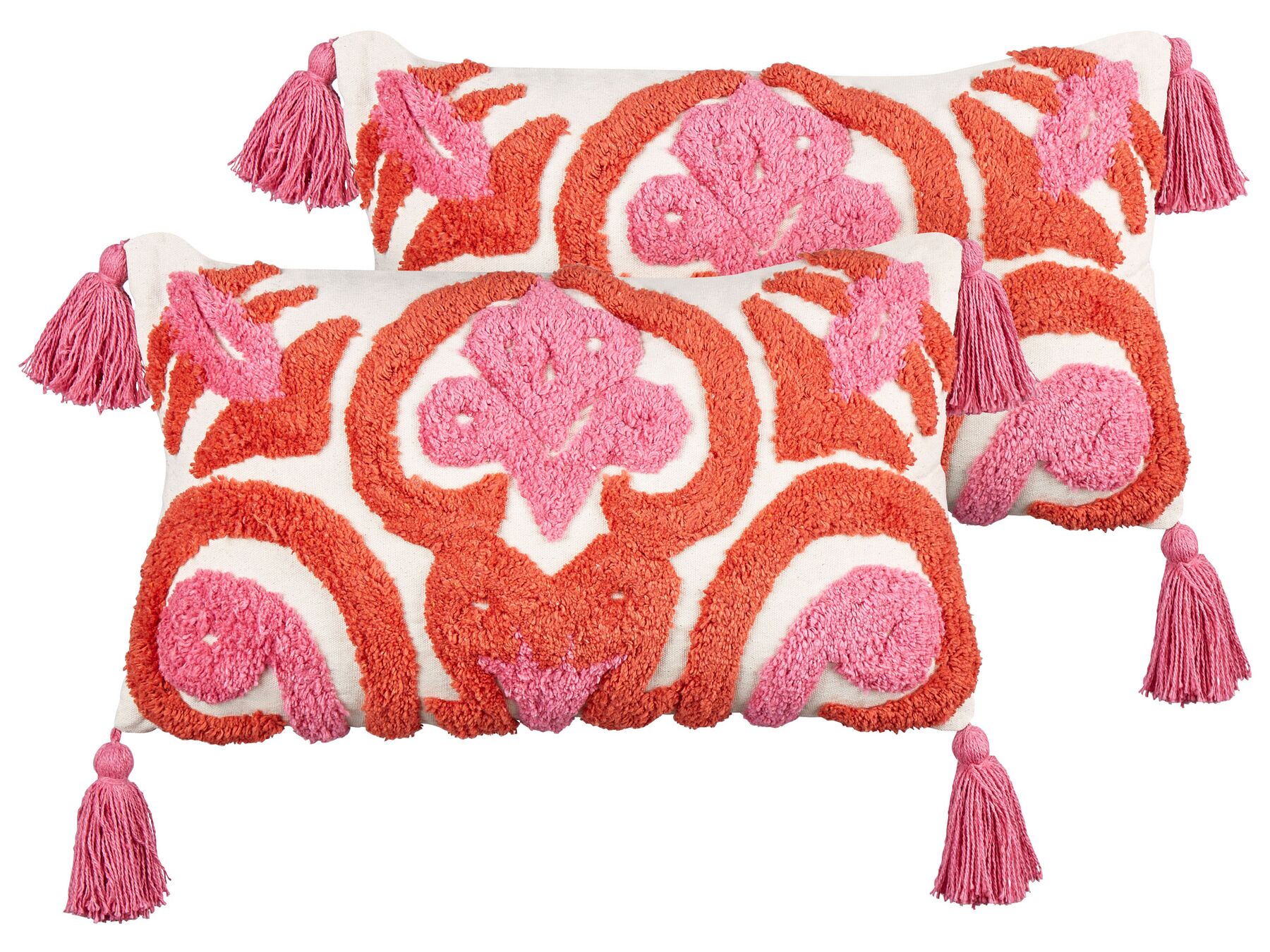 Set di 2 cuscini cotone rosso e rosa 30 x 50 cm FRAKSINUS_911641