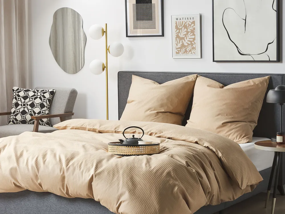 Dekbedovertrekset AVONDALE 135 x 200 cm Katoen-satijn Beige_815138