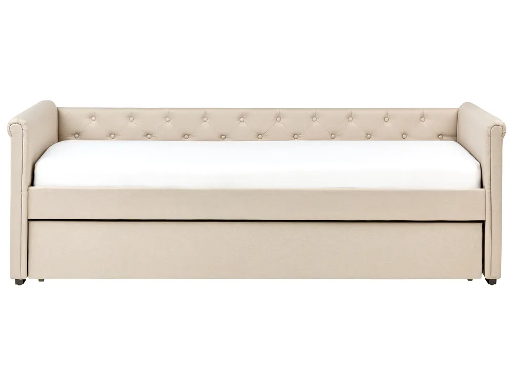 Lit gigogne Tissu LIBOURNE 90 x 200 cm Beige_729652
