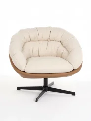 Swivel Armchair TRANUM  Fabric Beige_1169322