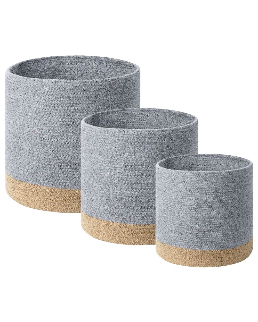 Set de 3 coșuri BASIMA Bumbac Gri